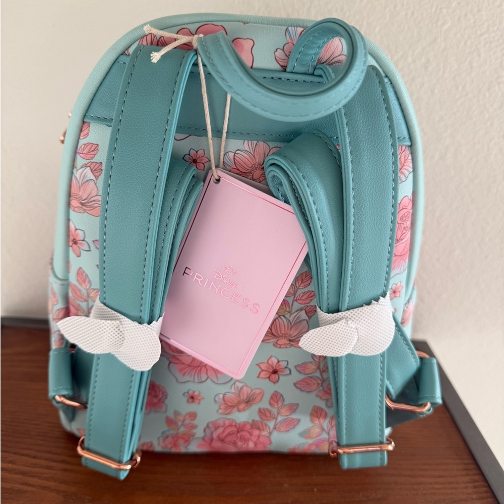 NWT Disney Cinderella Blue and Pink Floral Loungefly Backpack - Picture 4 of 5
